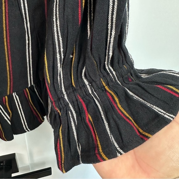 Billabong Play All Day Romper small black jumpsuit shorts long sleeve ruffle - Picture 8 of 13